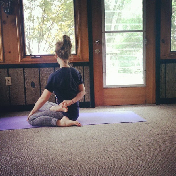 Bharadvaja's Twist pose. Bharadvajasana I