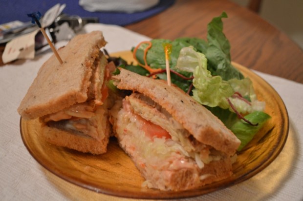 Grilled onions,Russian dressing,tomato,rye toast, house sauerkraut and pickle 